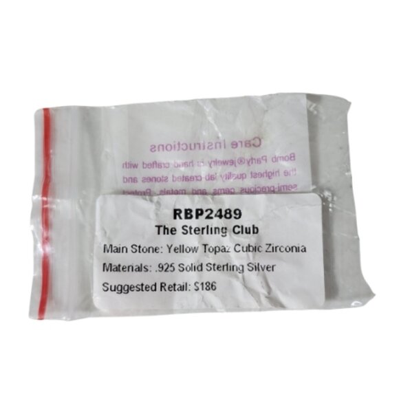 BP STERLING CLUB YELLOW TOPAZ CUBIC ZIRCONIA RING (Size 6) - Picture 6 of 7